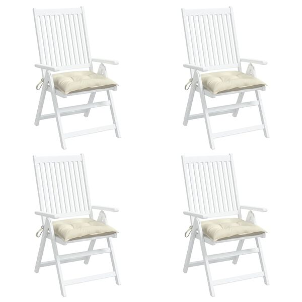 vidaXL Coussins de chaise lot de 4 blanc cr&egrave;me 40x40x7 cm tissu oxford