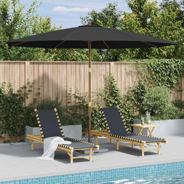 vidaXL Parasol d'ext&eacute;rieur avec m&acirc;t en bois 350 cm Anthracite