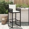 vidaXL Tabourets de bar jardin coussins lot de 2 noir r&eacute;sine tress&eacute;e