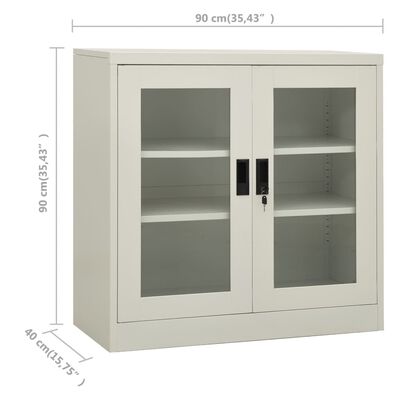 vidaXL Armoire de bureau Gris clair 90x40x90 cm Acier