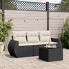 vidaXL Salon de jardin 4 pcs avec coussins noir r&eacute;sine tress&eacute;e