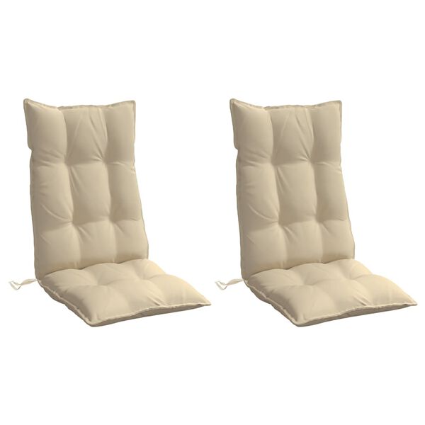 vidaXL Coussins de chaise &agrave; dossier haut lot de 2 beige tissu oxford