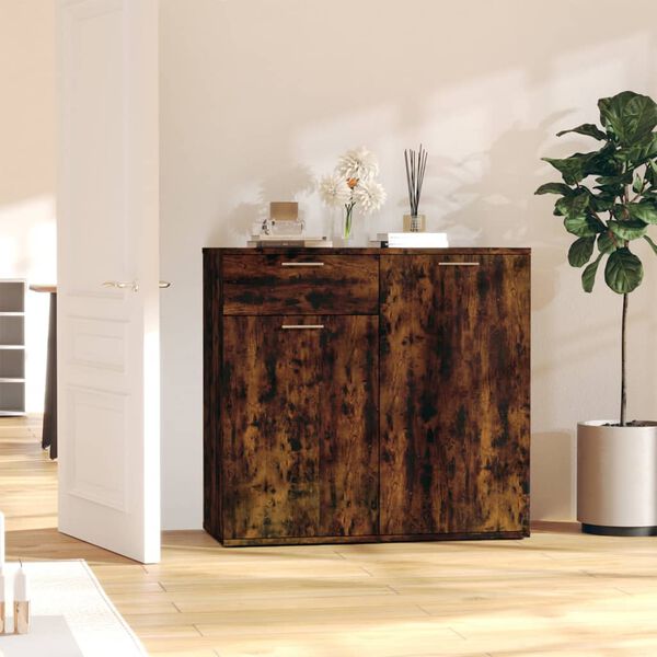 vidaXL Buffet Ch&ecirc;ne fum&eacute; 80x36x75 cm Bois d'ing&eacute;nierie