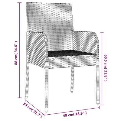 vidaXL Ensemble à manger de jardin avec coussins 3 pcs Noir