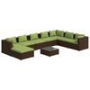 vidaXL Salon de jardin 9 pcs avec coussins r&eacute;sine tress&eacute;e marron