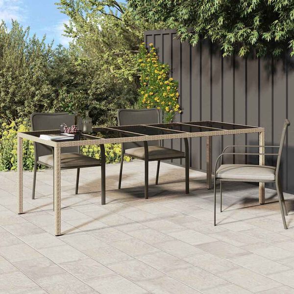 vidaXL Table de jardin pour repas Beige 250 x 100 x 75 cm Poly rotin
