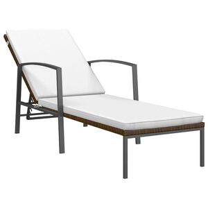 vidaXL Chaise longue de jardin avec coussin r&eacute;sine tress&eacute;e marron