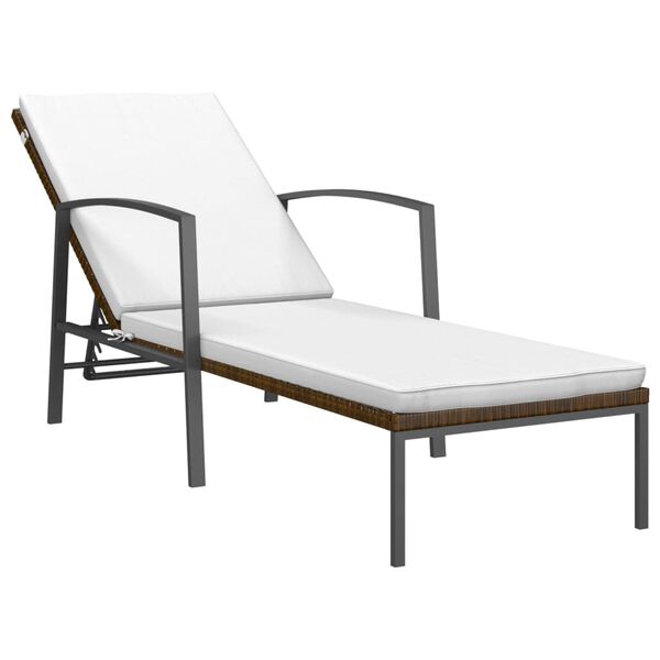 vidaXL Chaise longue de jardin avec coussin r&eacute;sine tress&eacute;e marron