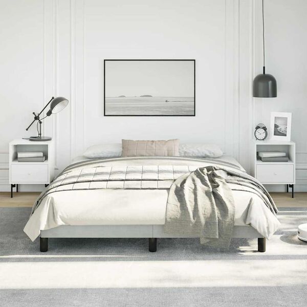 vidaXL Cadre de lit gris clair 152x203 cm velours