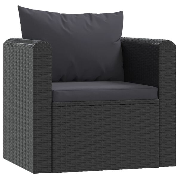 vidaXL Fauteuil avec coussins R&eacute;sine tress&eacute;e Noir