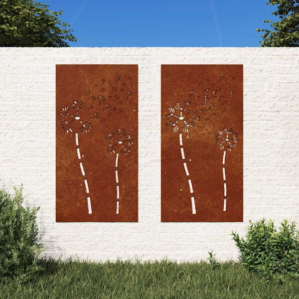 vidaXL D&eacute;corations murales de jardin 2pcs 105x55 cm design de fleur