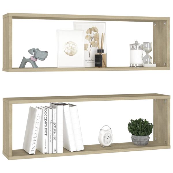 vidaXL Étagères cube murales 2 pcs chêne sonoma bois d'ingénierie