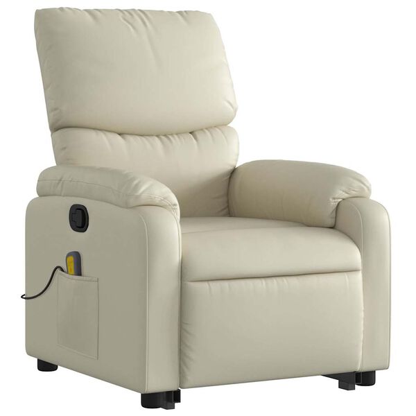 vidaXL Fauteuil inclinable de massage cr&egrave;me similicuir