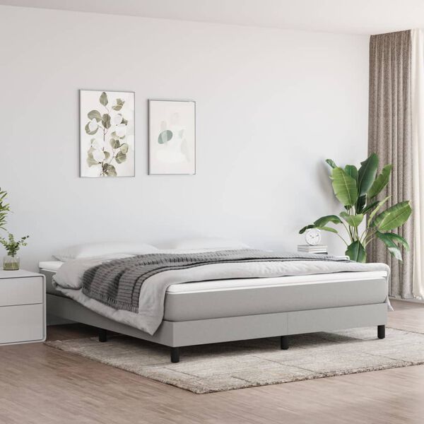 vidaXL Sommier à lattes de lit et matelas gris clair 193x203 cm tissu