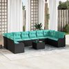 vidaXL Ensemble de canap&eacute; de jardin 11 pcs Noir et turquoise
