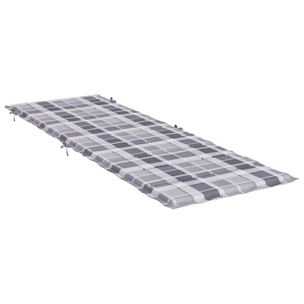 vidaXL Coussin de chaise longue &agrave; carreaux gris 186x58x4 cm