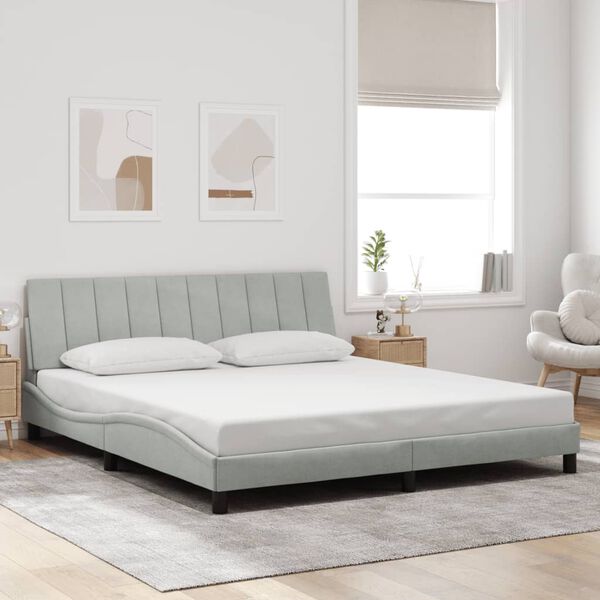 vidaXL Cadre de lit avec LED sans matelas Hanko gris clair 183x213 cm velours