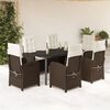vidaXL Ensemble &agrave; manger de jardin et coussins 7 pcs marron rotin