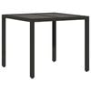 vidaXL Table de jardin dessus en verre Noir 90x90x75 cm R&eacute;sine tress&eacute;e