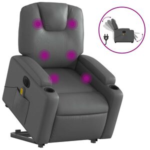 vidaXL Fauteuil inclinable de massage &eacute;lectrique gris similicuir