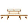 vidaXL Banc de jardin avec coussins 2-en-1 190 cm Bois solide d'acacia