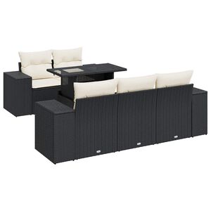 vidaXL Salon de jardin 6 pcs avec coussins noir r&eacute;sine tress&eacute;e
