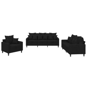 vidaXL Ensemble de canap&eacute;s 3 pcs avec coussins Noir Velours