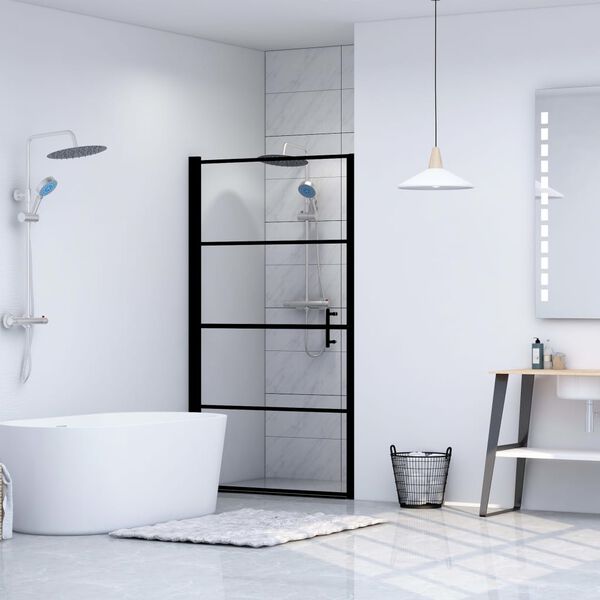 vidaXL Porte de douche verre tremp&eacute; 91x195 cm noir