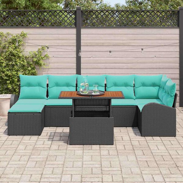 vidaXL Ensemble de canap&eacute; de jardin 8 pcs Noir Poly rotin