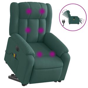 vidaXL Fauteuil inclinable de massage &eacute;lectrique vert fonc&eacute; tissu
