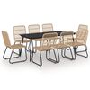 vidaXL Ensemble &agrave; manger d'ext&eacute;rieur 9 pcs r&eacute;sine tress&eacute;e et verre