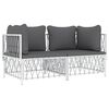 vidaXL Salon de jardin avec coussins 2 pcs blanc acier
