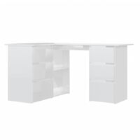 vidaXL Bureau d'angle Blanc brillant 145x100x76 cm Bois d'ingénierie