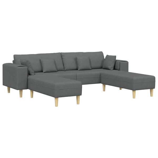 vidaXL Sofa en tissu avec coussin Gris foncé 208 cm tissu