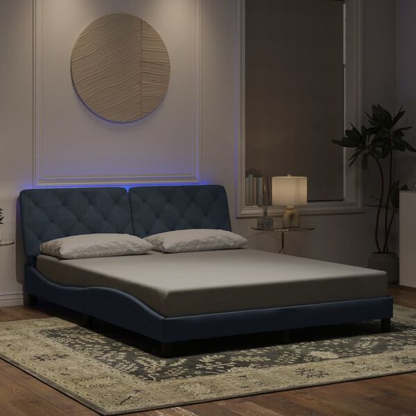 vidaXL Cadre de lit avec LED sans matelas gris fonc&eacute; 152x203 cm velours