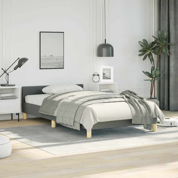vidaXL Cadre de lit sans matelas gris foncé double XL tissu