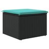 vidaXL Tabouret de jardin avec coussin noir 55x55x37 cm r&eacute;sine tress&eacute;e