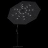 vidaXL Parasol de jardin en porte-&agrave;-faux et lumi&egrave;res LED m&acirc;t en acier