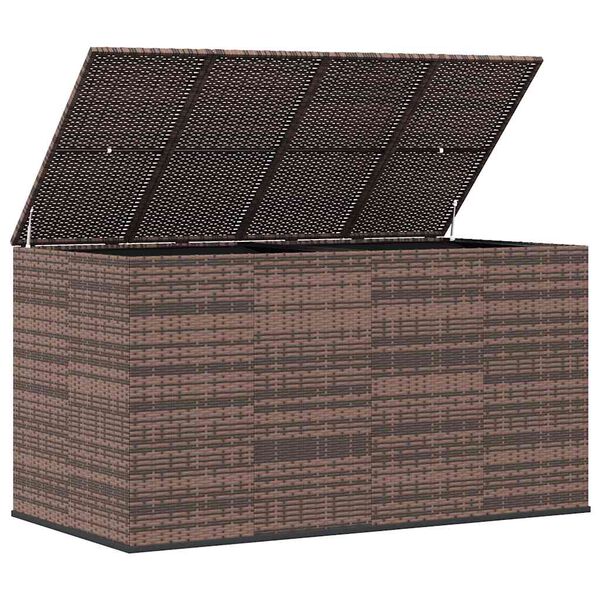 vidaXL Bo&icirc;te &agrave; coussins de jardin R&eacute;sine tress&eacute;e 194x100x103 cm Marron