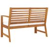 vidaXL Banc de jardin 114,5 cm avec coussin cr&egrave;me Bois solide d'acacia