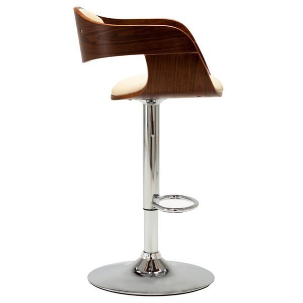 vidaXL Tabouret de bar Cr&egrave;me Bois courb&eacute; et similicuir