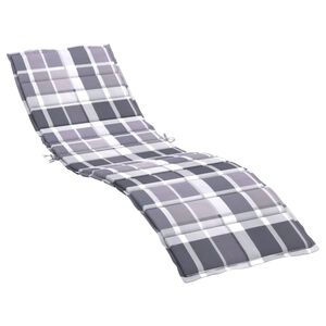 vidaXL Coussin de chaise longue motif &agrave; carreaux gris 200x50x3 cm