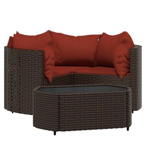 vidaXL Salon de jardin 4 pcs avec coussins Marron R&eacute;sine tress&eacute;e