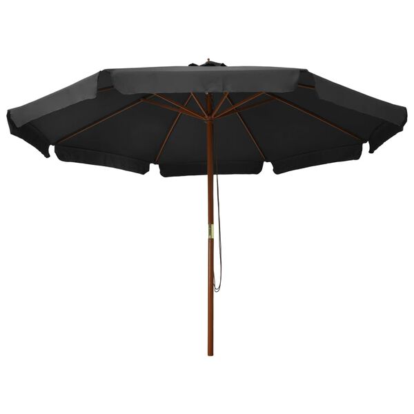 vidaXL Parasol d'ext&eacute;rieur avec m&acirc;t en bois 330 cm Anthracite