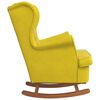 vidaXL Fauteuil &agrave; bascule &agrave; oreilles en velours jaune bois massif