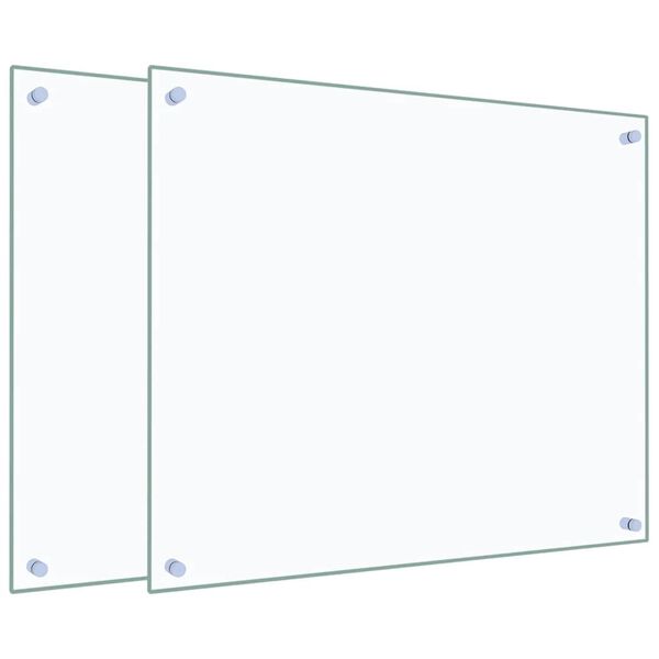 vidaXL Dosserets de cuisine 2 pcs transparent 70x60 cm verre tremp&eacute;