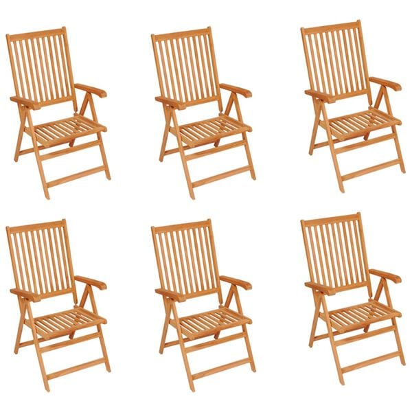 vidaXL Chaises de jardin lot de 6 avec coussins beige Bois teck massif