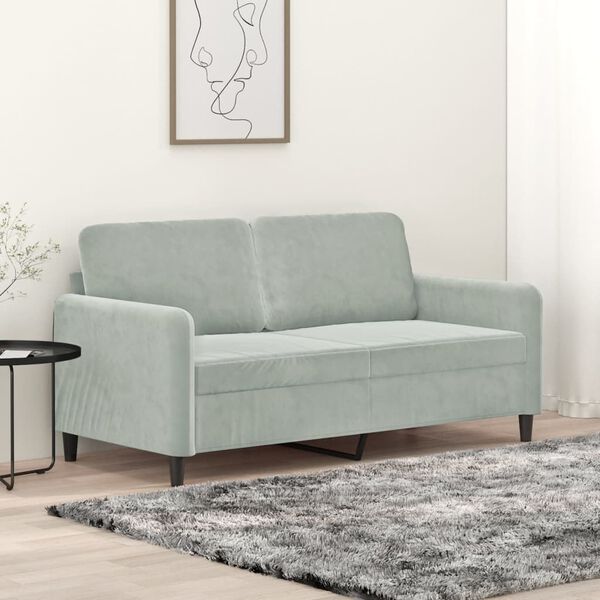 vidaXL Canap&eacute; &agrave; 2 places Gris clair 140 cm Velours