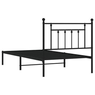 vidaXL Cadre de lit métal sans matelas avec tête de lit noir 100x190cm