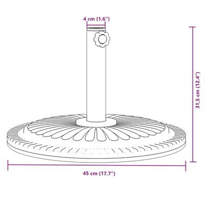 vidaXL Base de parasol pour mâts Ø38 / 48 mm 12 kg rond